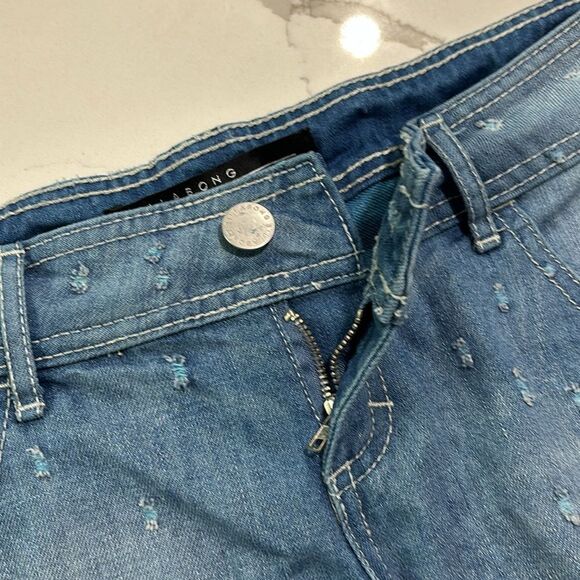Billabong | Women’s Blue Denim Distressed Short Fit Jeans Shorts - Picture 6 of 14